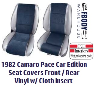1982 Camaro Pace Car Edition Seat Covers LEATHER and Cloth Inserts 1982 Camaro Pace Car Edition Seat Covers LEATHER and Cloth Inserts